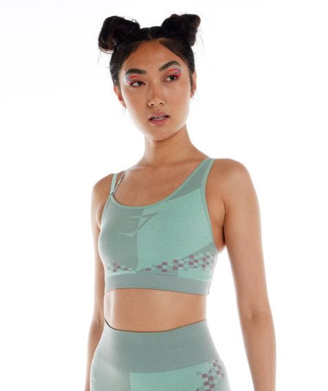 Women's Gymshark Wtflex Cyborg Seamless Sports Bra Light Green | NZ 8FXEJD